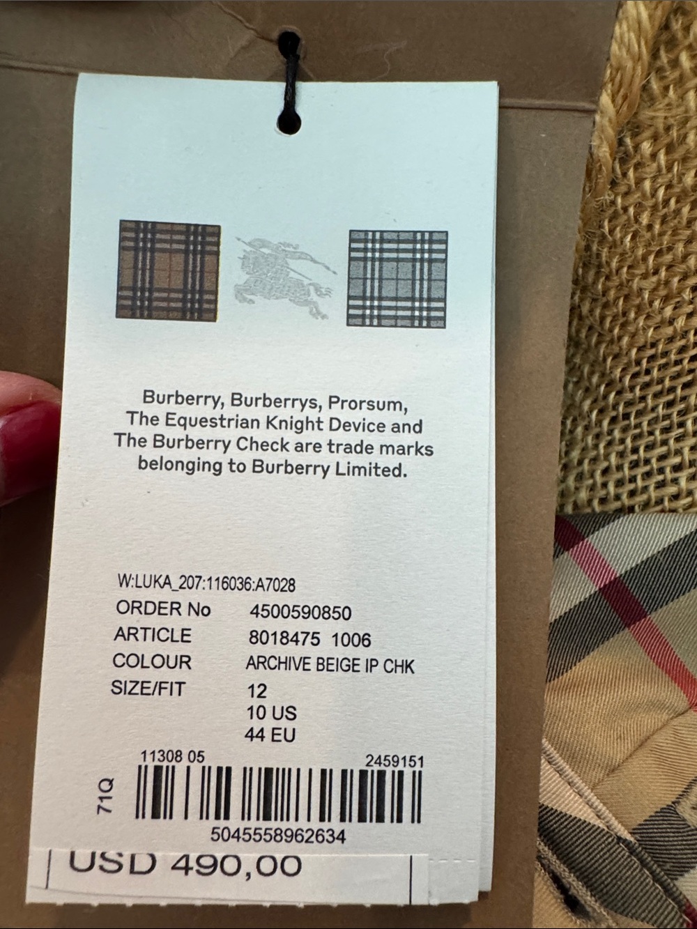 Burberry Beige Plaid Long-Sleeve Button-Down Shirt - Picture 3 of 9